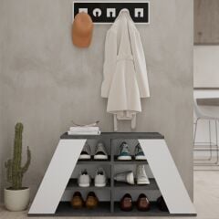 Pyramid Shoe Bank Retro Gri - Beyaz
