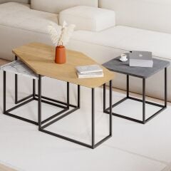 Nesty Orta Sehpa Sapphire Meşe - Retro Gri - Carrara