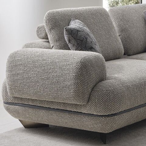 Aura Konfor Keten Kumaş Üçlü Kanepe G234xD102cm