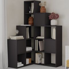 Paleo Köşe Kitaplık Set Silk Siyah
