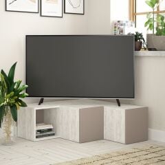 Compact TV Sehpası - Ancient Beyaz - Aydınlatma Mocha - M.tv.16544.5