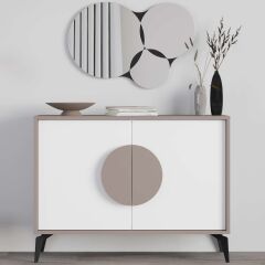 Gora Mirrored Konsol 110cm Aydınlatma Mocha - Beyaz