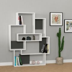 Barce Kitaplık - Beyaz - Antrasit - M.kt.02.13749.3