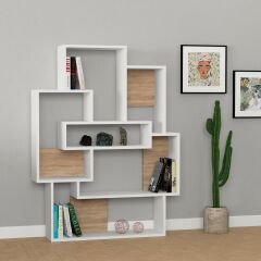 Barce Kitaplık - Beyaz - Meşe - M.kt.02.13749.4