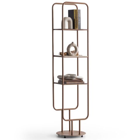 Harley Pirinç Renk Metal 3 Raflı MDF + Cam x 2 Kitaplık 40x180x30cm