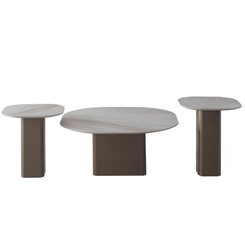 Milano Vol4 Üçlü Orta + Yan x 2 Adet Sehpa Seti - Seramik