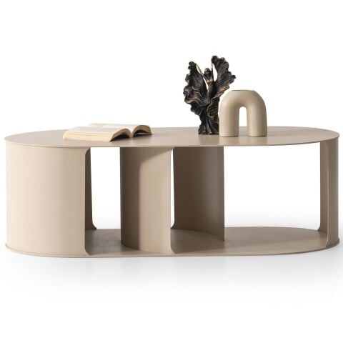 Solana Metal Krem Renk Orta Sehpa 120x60cm