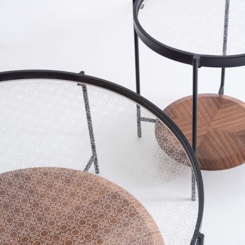 Astra İkili Doğal Kaplama Metal Ayak Desenli Temperli Camlar Ç85xY40cm