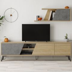 Fiona TV Ünitesi Meşe - Retro Gri