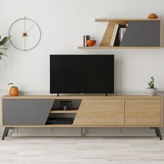 Fiona TV Ünitesi Meşe - Antrasit