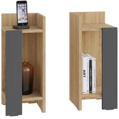 Elos Nightstand Set Meşe - Antrasit