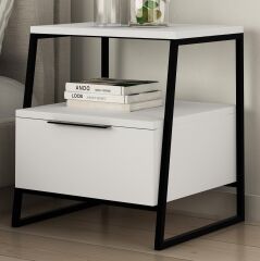 Pal Nightstand İle Çekmece Beyaz