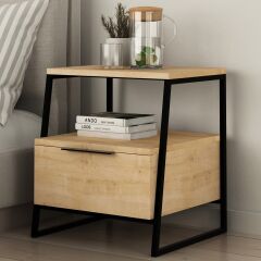 Pal Nightstand İle Çekmece Meşe