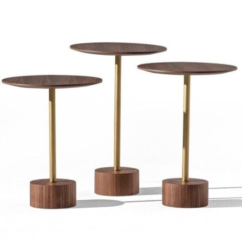 PS-107 Üçlü Doğal Ceviz Kaplamalı Zigon Sehpa Seti 39x39cm