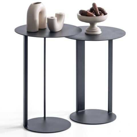 Megan İkili CNC Kesim Metal Zigon Sehpa Seti 41x41cm