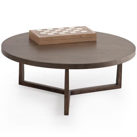 Asos Naturel Yuvarlak Ahşap Orta Sehpa