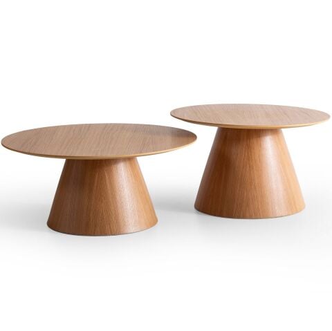 Focus İkili Ahşap Orta + Yan Sehpa Seti