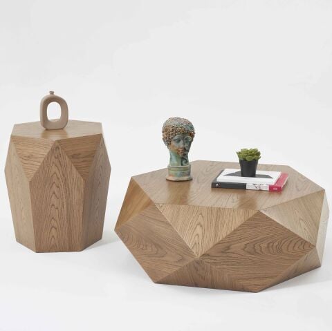 Origami İkili Orta + Yan Sehpa Seti