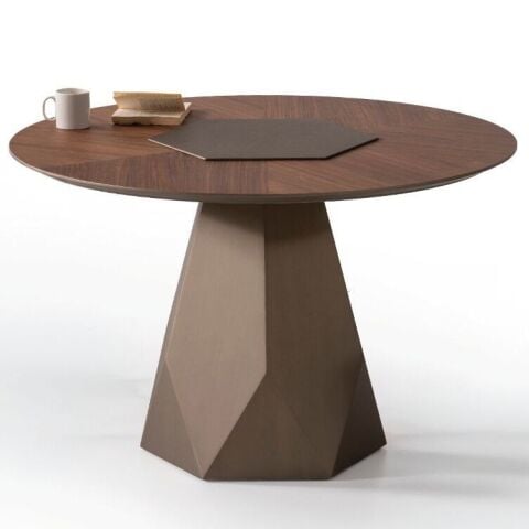 Charm Yuvarlak Ahşap Metal Yemek Mutfak Balkon Masası 120x120cm