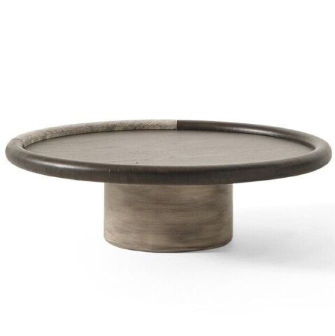 Mira Ahsap Yuvarlak Traverten Orta Sehpa Ç112xY34cm