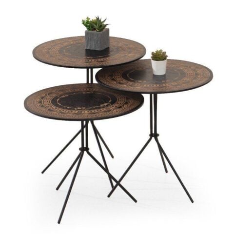 Etnik Üçlü Zigon Sehpa Seti